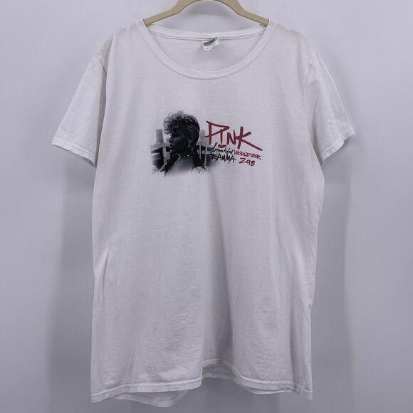 Fruit of the Loom Sz XXL PINK Beautiful Trauma 2018 World Tour White T Shirt - Picture 2 of 8